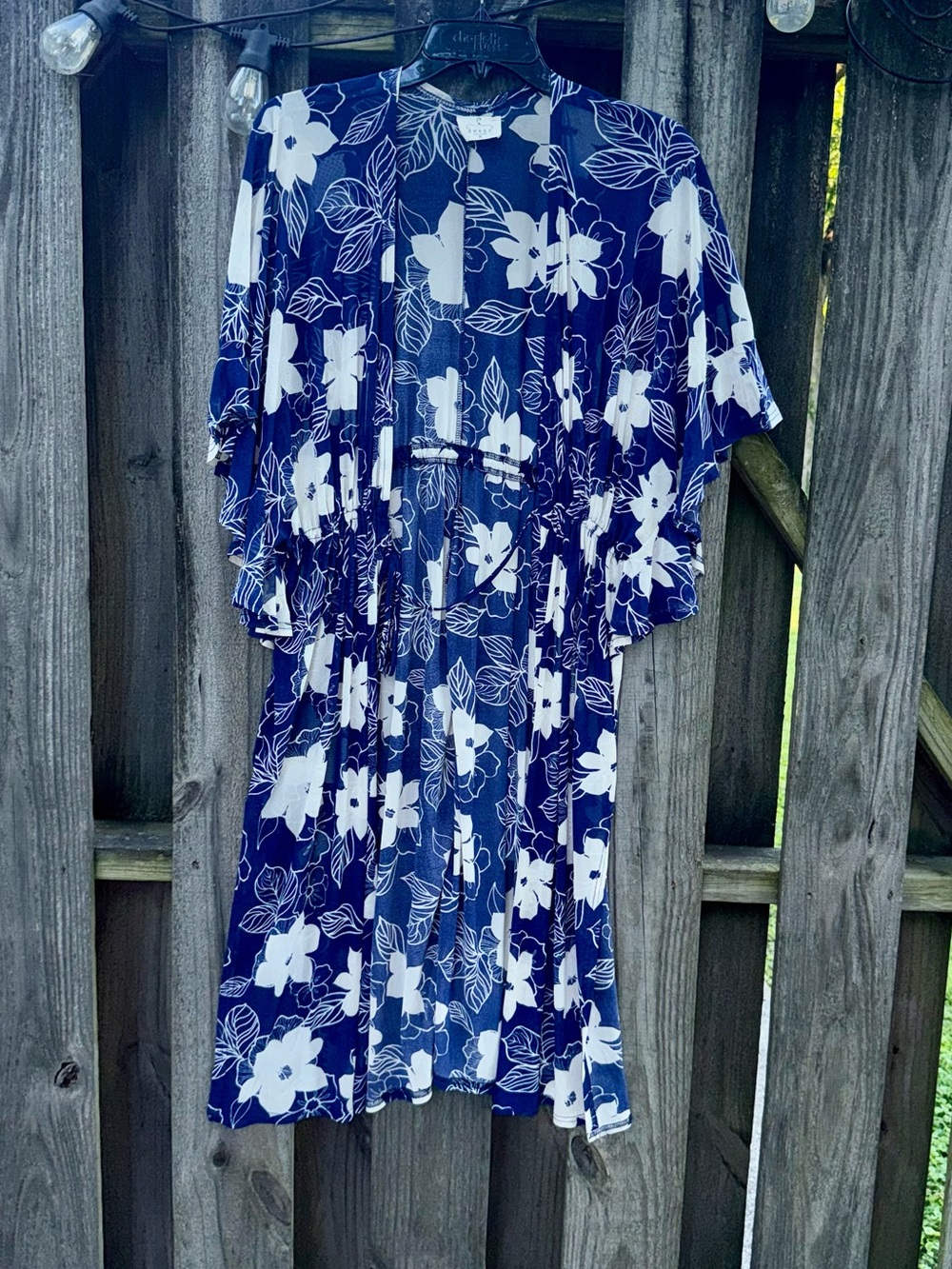 Ember Blue and White Floral Kimono coverup dress